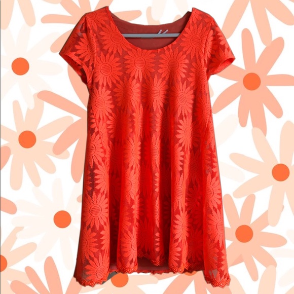 Urban Outfitters Neon Orange Floral Dress - Picture 1 of 4